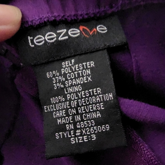 Teeze Me Strapless Sweetheart Dress Purple A-Line Satin Pockets Tie Back 3 EUC - Picture 3 of 4